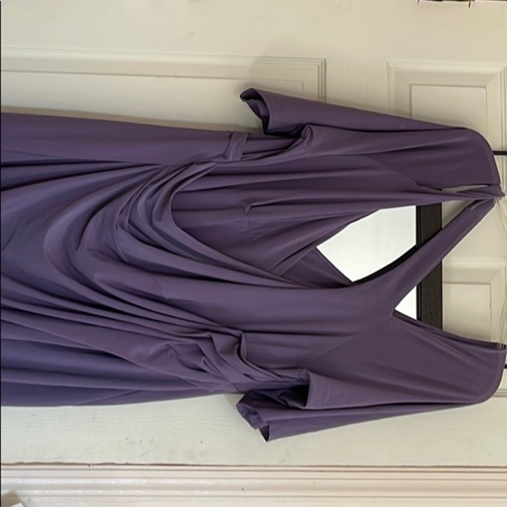 Kiyonna Lilac Faux Wrap Halter Dress